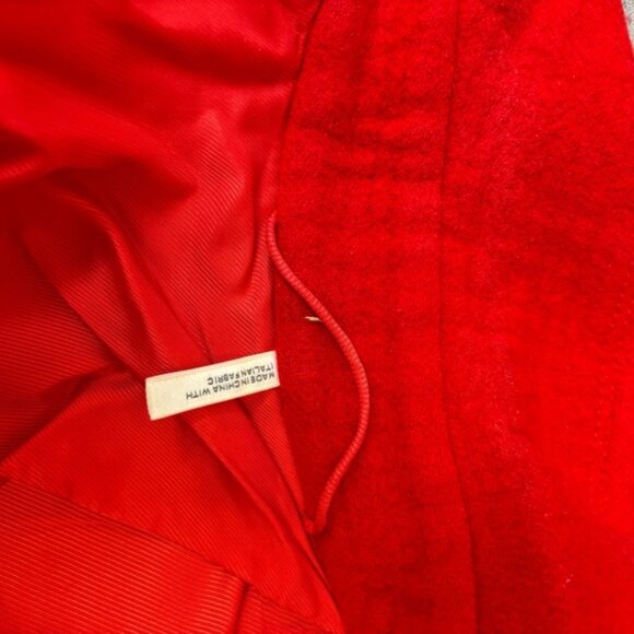 HELMUT LANG Red Wool Blanket Coat Large Oversized Overcoat Pea Coat Jacket - Picture 14 of 14